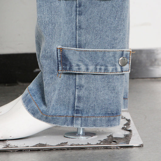 Jeans Talle Alto Cintura Elevada con Bolsillos Grandes Corte Recto - Image 6