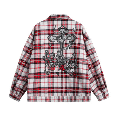 Camisa Tipo Jacket a Cuadros Holgada de Manga Larga Unisex - Image 35