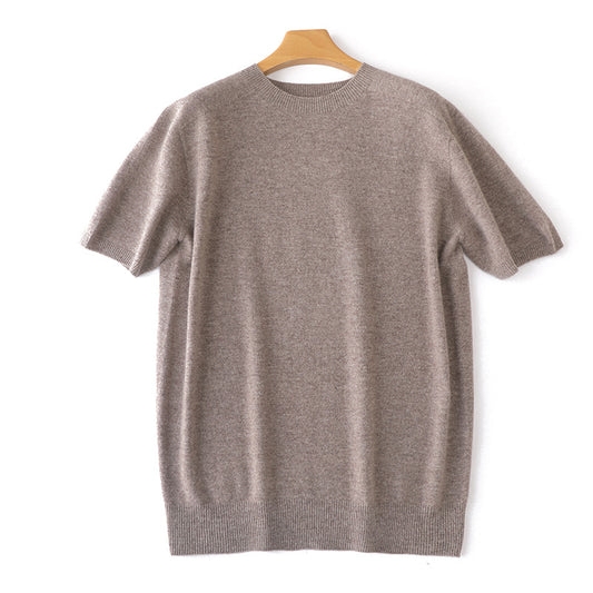 Suéter Tejido Manga Corta Hombre - Camiseta Casual Color Sólido - Image 2