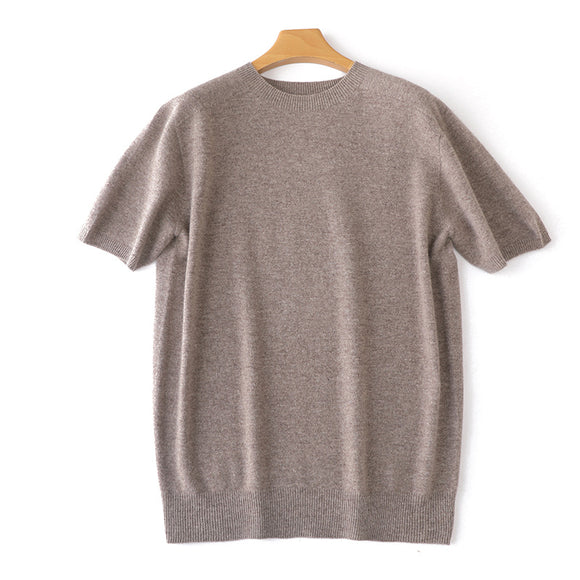 Suéter Tejido Manga Corta Hombre - Camiseta Casual Color Sólido