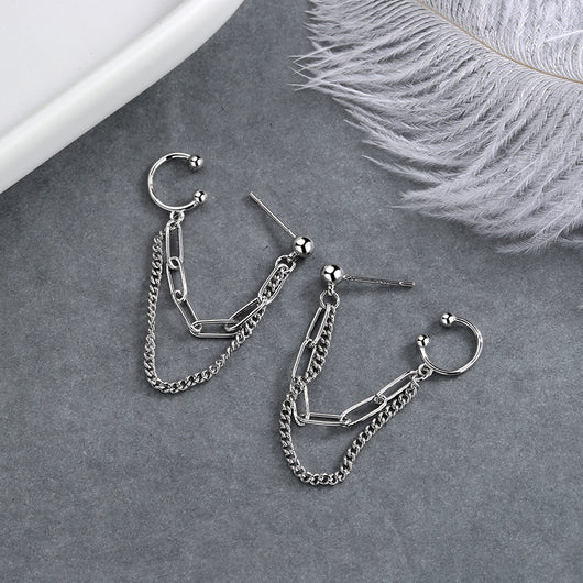 Aretes de Cadena Doble Coreanos con Personalidad - Diseño Trendy Net Red - Image 3