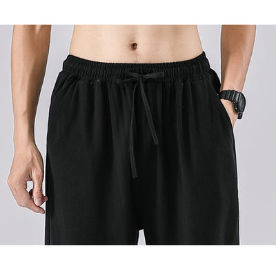 Pantalones Casuales Hombre Algodón y Lino Corte Recto Suelto - Image 14