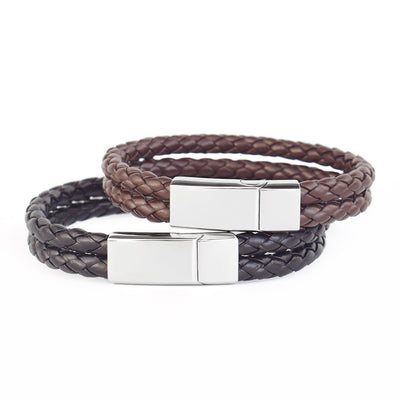 Pulsera de Cuero Tejido Personalizada para Hombre - Image 13