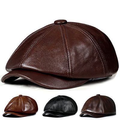 Boina Vintage de Cuero Octagonal para Hombre