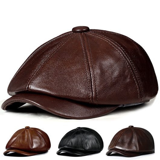 Boina Vintage de Cuero Octagonal para Hombre