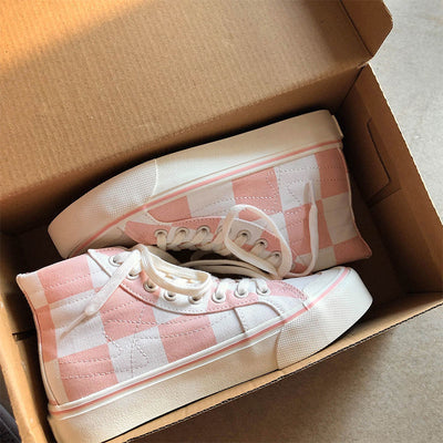 Zapatillas de Lona a Cuadros para Mujer Caña Alta - Image 6