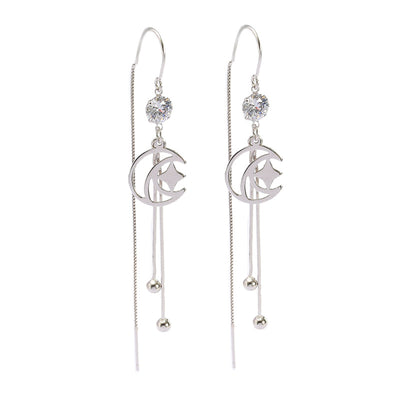 Aretes de Plata Esterlina con Diseño de Luna y Estrella para Mujer - Image 7
