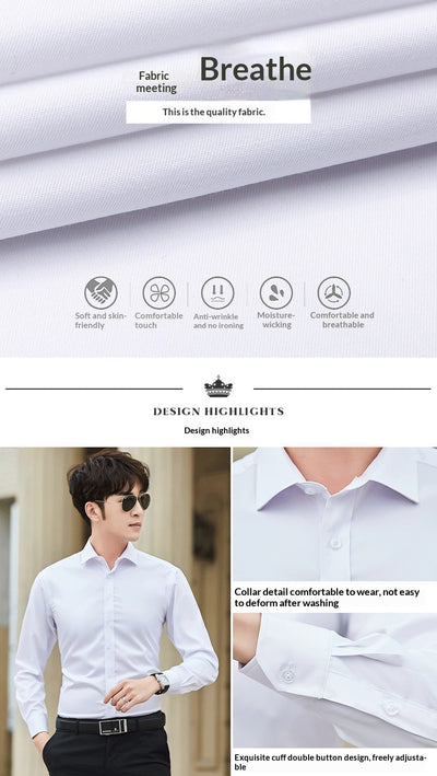 Camisa Blanca de Manga Larga Estilo Coreano para Hombre - Image 17
