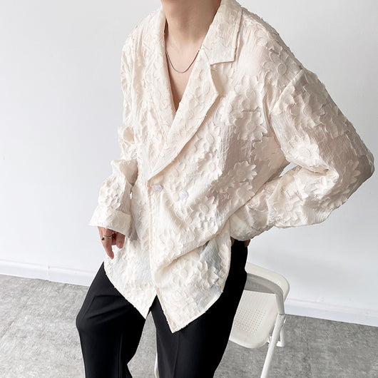 Camisa Unisex Jacquard Bordada en Tono Albaricoque - Image 22