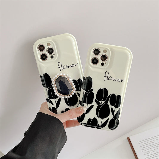 Porta Perlas Floral Blanco y Negro Premium - Image 2