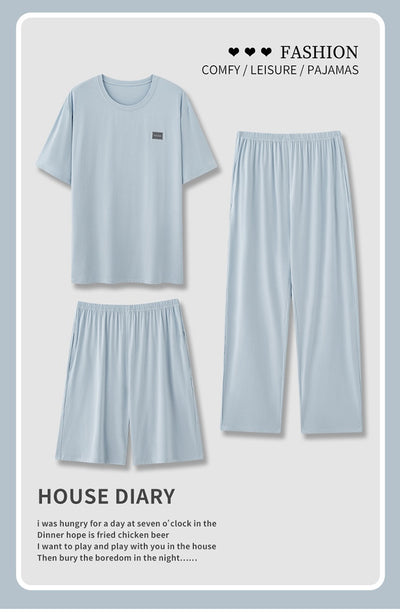 Pijama Hombre Modal Verano - Set 3 Piezas Manga Corta Transpirable - Image 27