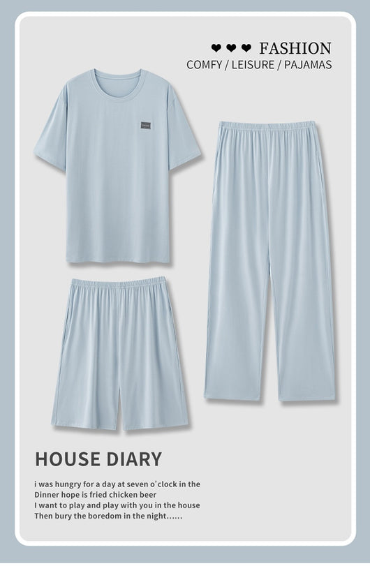 Pijama Hombre Modal Verano - Set 3 Piezas Manga Corta Transpirable - Image 27