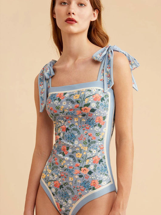 Traje de Baño Vintage Francés Estampado Doble Cara Ajustado - Image 9