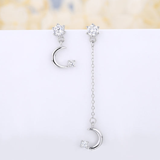 Aretes de Plata 925 Asimétricos Estrella y Luna - Image 6