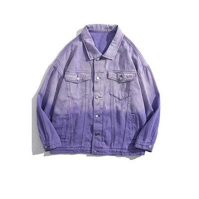 Chaqueta de Mezclilla Degradado Morado Tie Dye Slim Fit para Mujer - Image 6