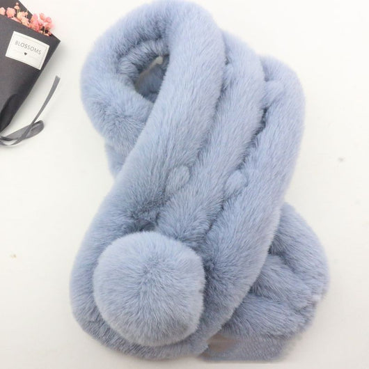 Bufanda de Piel de Conejo Invierno Coreano para Mujer - Image 7