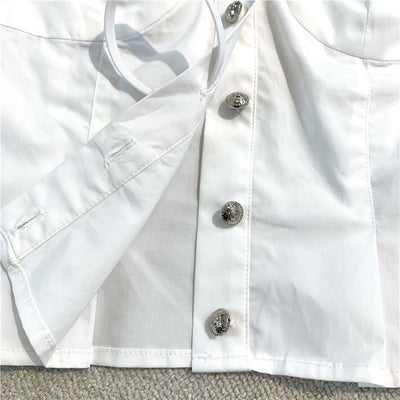 Blusa Blanca Elegante con Detalles de Volantes y Encaje Calado - Image 3