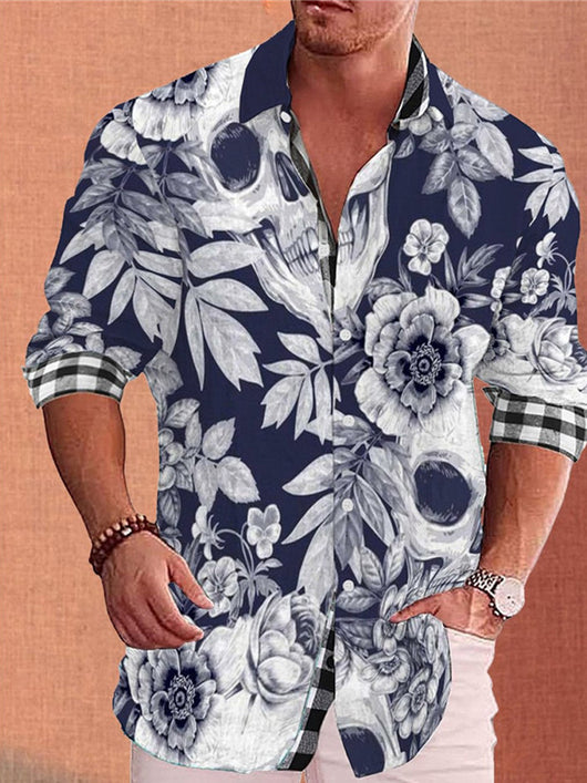 Camisa de Lino Bambú Estampada con Detalles a Tono para Hombre - Image 23
