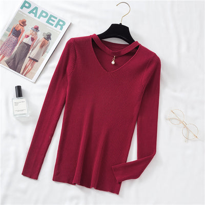 Camiseta Manga Larga Escote V Mujer Otoño Invierno Ajustada Elegante - Image 5