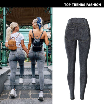 Pantalones Yoga Cintura Alta Stretch Efecto Denim para Mujer - Image 9