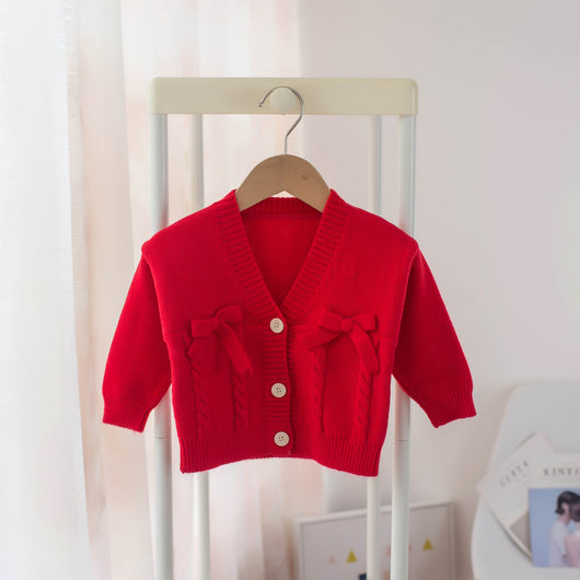 Cardigan Infantil con Lazo V-Neck para Niñas - Image 12