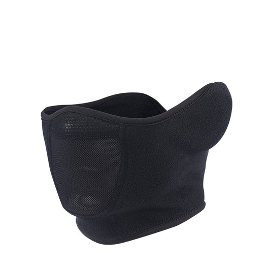 Black winter cycling mask made of polar fleece and windproof fabric, featuring ear flaps and a mesh panel. - Image 8