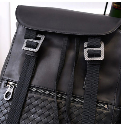 Mochila de Cuero Trenzado para Hombre - Gran Capacidad y Estilo Casual - Image 5