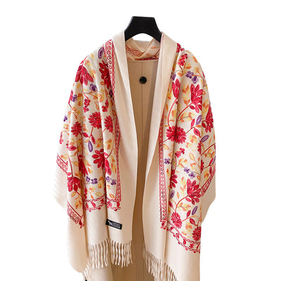 Chal de Cachemira Otoño Invierno con Bordado Floral Étnico Retro Artístico - Image 5