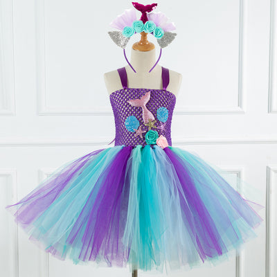 Vestido Princesa Sirena de Tul Brillante para Niñas - Image 4