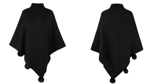 Capa Poncho de Invierno con Bola de Pelaje Estilo Europeo - Image 10