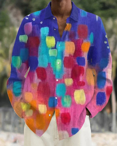 Camisa de Manga Larga con Estampado Degradado para Hombre - Image 12