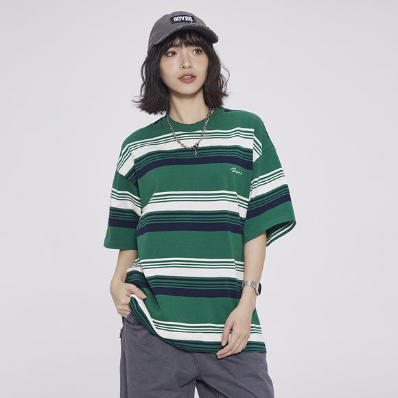 Playera de Rayas en Contraste para Hombre y Mujer