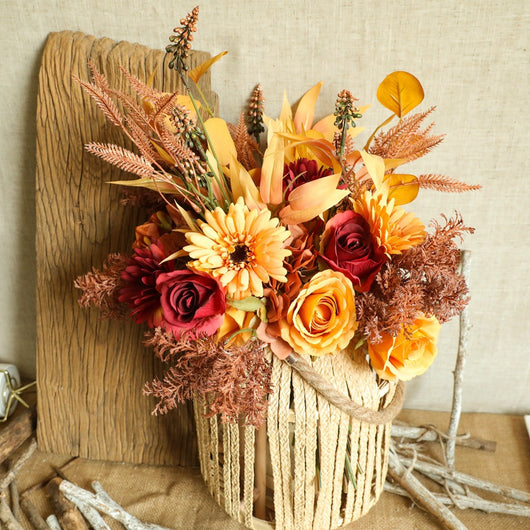 Ramos de Flores Artificiales Tonos Otoñales con Plantas Verdes - Venta al Mayor - Image 11