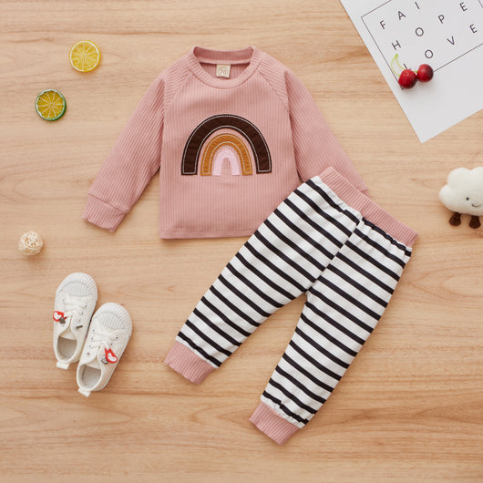 Conjunto Deportivo para Niñas Arcoíris de Algodón con Sudadera y Pantalón - Image 10