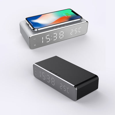 Reloj Despertador LED con Cargador Inalámbrico, Espejo HD y Termómetro - Image 4