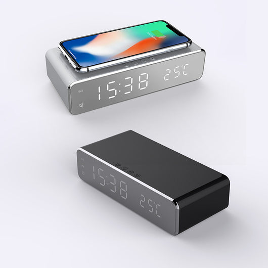Reloj Despertador LED con Cargador Inalámbrico, Espejo HD y Termómetro - Image 4