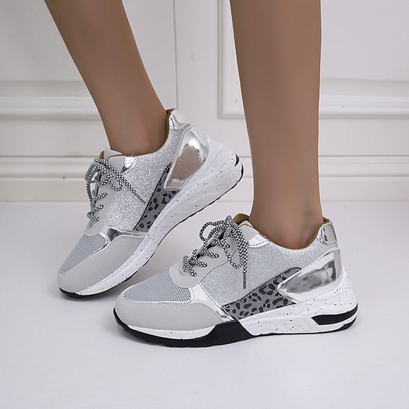 Zapatillas Estilo Vintage con Suela Gruesa y Estampado Leopardo