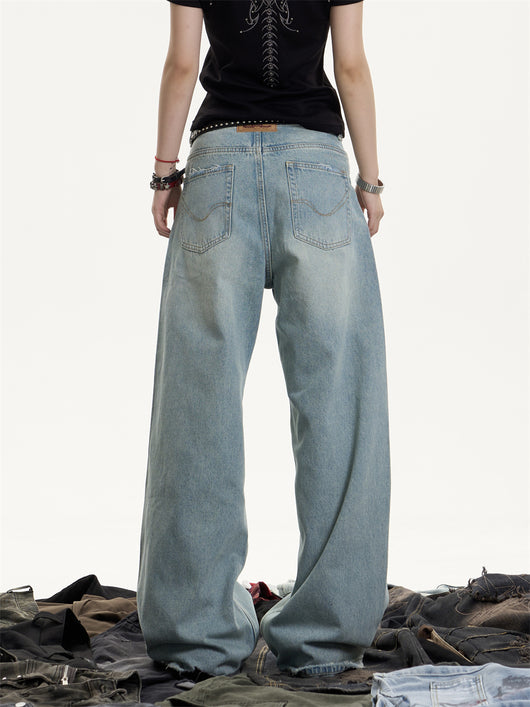 Jeans Rectos Holgados Vintage Desgastado para Mujer - Image 4