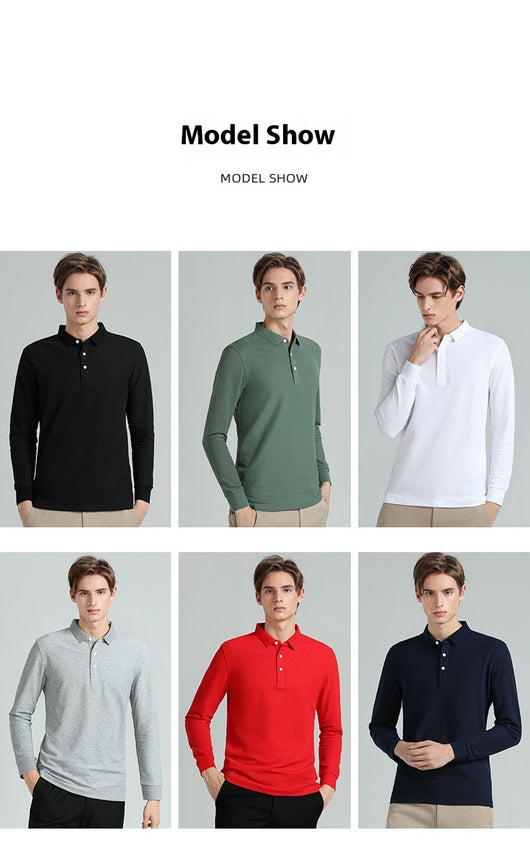 Polo Clásico de Manga Larga en Colores Sólidos - Comodidad y Estilo - Image 10
