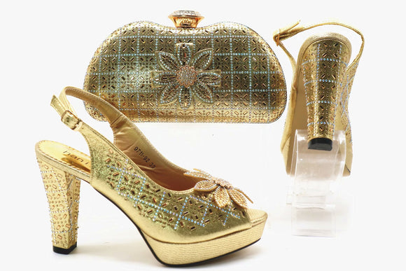 Zapatos Peep Toe Tacón Alto con Bolsa Coordinada - Colección Verano