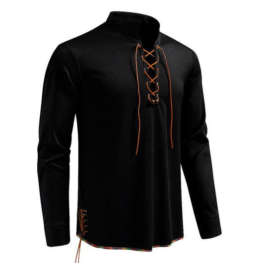 Camiseta Manga Larga con Cuello Alzado y Cordones para Hombre - Image 17