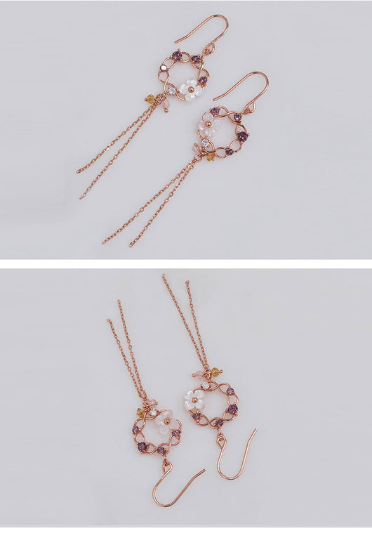 Aretes de Gancho Concha Románticos en Plata Pura y Circonia - Image 5