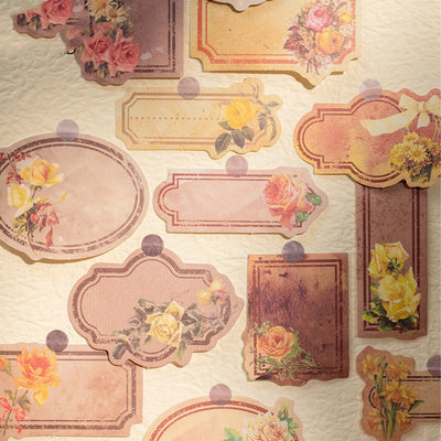 60-piece retro floral writable sticker package with 20 unique vintage garden label designs in various shapes and colors. - Image 8