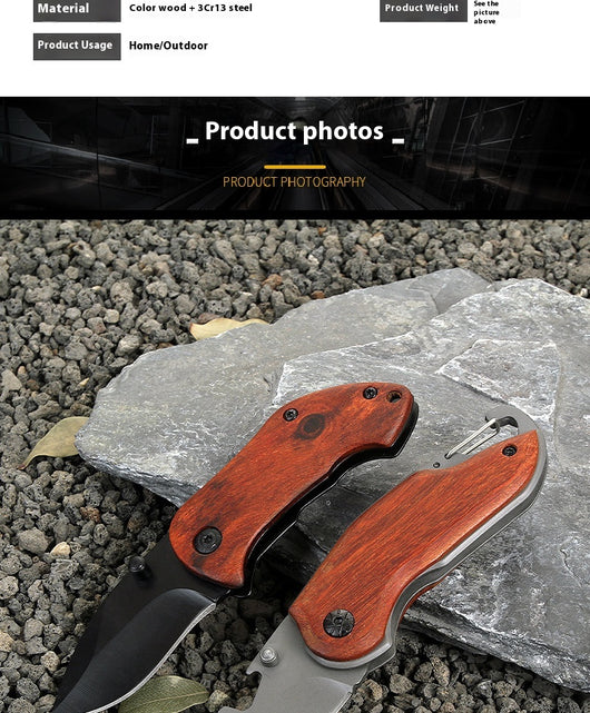 Cuchillo Plegable de Acero Inoxidable Portátil con Llavero - Image 9