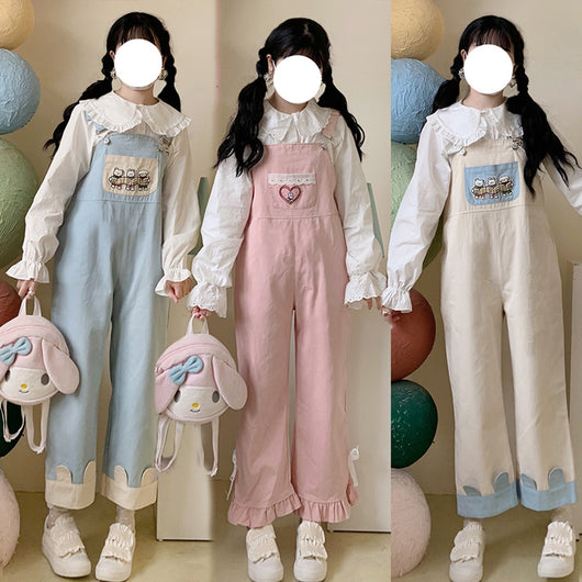 Overol Holgado Kawaii Primavera Verano con Moños - Estilo Soft Girl Japonés - Image 9