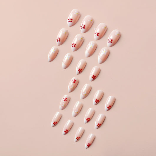 Parches de Uñas Nude Delicado - Diseño Floral Fingertip - Image 12