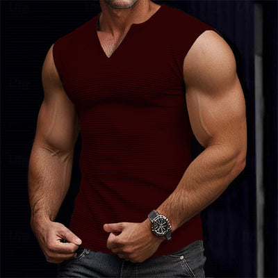 Camiseta sin Mangas Textura Waffle Colores Sólidos Hombre - Image 11