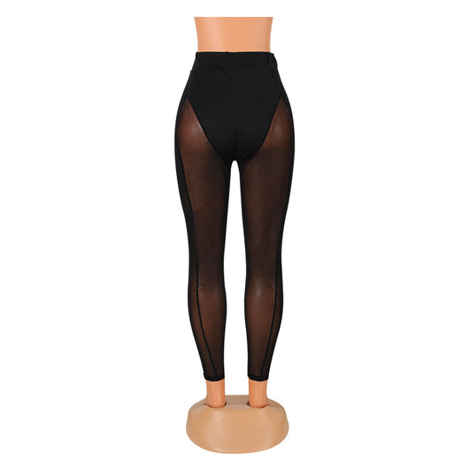 Leggings Negros de Malla Elástica Ajustados - Image 14