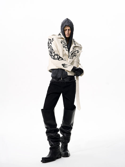 Chaqueta de Cuero PU Corta con Lentejuelas para Hombre - Estilo Elegante - Image 10