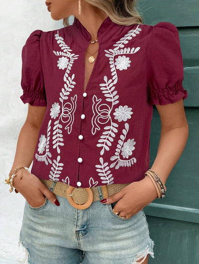 Cardigan de Algodón con Bordado y Mangas Abullonadas - Image 8